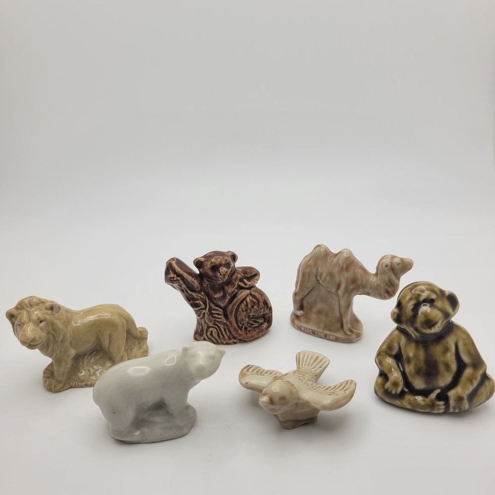 Wade Whimsies England Mini Ceramic Animal Figurines Lot of 6 Vintage Collectible